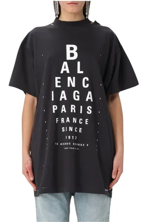 Balenciaga Top, Dame, Sort, XL, Bomuld, Multifarvet Eye Chart Grafisk Tee
