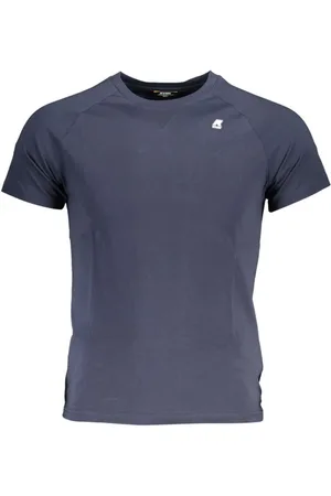 K-Way Top, Herre, Blå, 3XL, Bomuld, Blå Bomuld T-shirt med Applique Logo