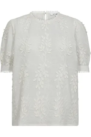 Co`Couture Bluser & Skjorter, Dame, Hvid, S, Bomuld, Feminin Broderet Top Bluse