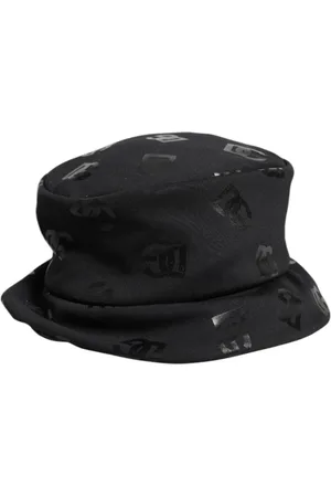 Dolce & Gabbana Tilbehør, Dame, Sort, 56 CM, Polyester, Luksus Monogram Bucket Hat i Sort