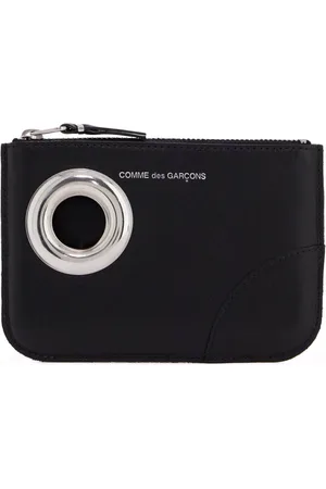 Comme des Garçons Tilbehør, Dame, Sort, ONE SIZE, Læder, Læder Pungtaske med Øjeletdetalje