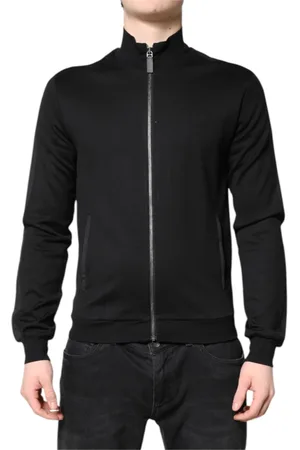 Dolce & Gabbana Sweathshirts & Hoodies, Herre, Sort, M, Uld, Sort Logo Fuldt Lynlås Herre Bomberjakke