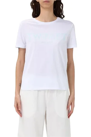 Twin-Set Top, Dame, Hvid, XS, Bomuld, Broderet Hvid T-shirt til Kvinder