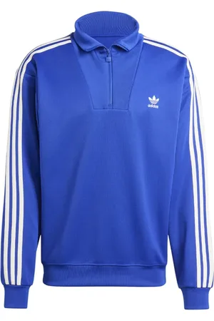 adidas Sweathshirts & Hoodies, Herre, Blå, L, Bomuld, Tragt Hals Track Top i Semi Lucid