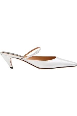 Stella McCartney Sko, Dame, Grå, 39 EU, Sølv Metallic Lave Hæl Mules
