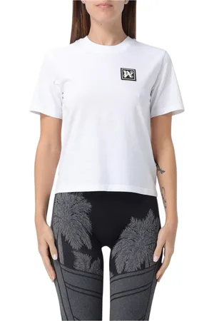 Palm Angels Top, Dame, Hvid, S, Bomuld, Logo T-shirt til kvinder
