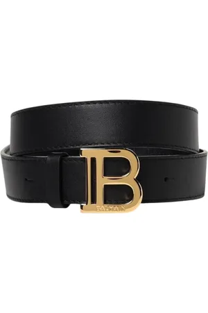 Balmain Tilbehør, unisex, Sort, 116 CM, Læder, Logo Spænde Læderbælte til Børn