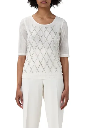 Twin-Set Top, Dame, Hvid, S, Bomuld, Geometrisk Mønster Striktop