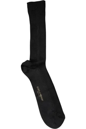 Dolce & Gabbana Undertøj, Herre, Sort, M, Bomuld, Logo Mid Calf Bomuldssokker