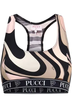 Emilio Pucci Sport, Dame, Flerfarvet, S, Marmorprikket sports top med elastikbånd