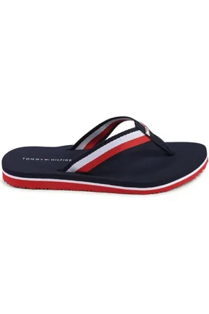 Tommy Hilfiger Sko, Dame, Blå, 39 EU, Uld, Blå Detaljeret Design Flip Flops