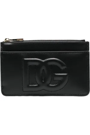 Dolce & Gabbana Tilbehør, Dame, Sort, ONE SIZE, Uld, Sort DG Logo Kortholder Taske
