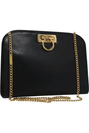 Salvatore Ferragamo Pre-owned, Dame, Sort, ONE SIZE, Uld, Pre-owned Laeder skuldertasker
