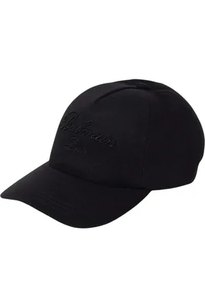 Balmain Tilbehør, Herre, Sort, ONE SIZE, Uld, Stilfuld Broderet Logo Hat Mænd Sort
