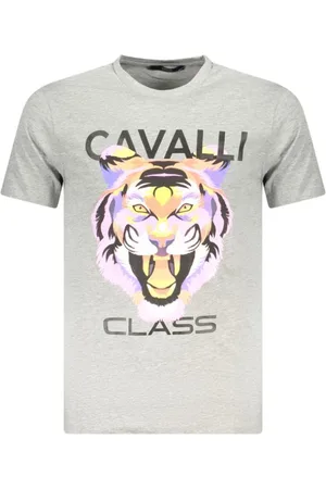 Roberto Cavalli Top, Herre, Grå, L, Bomuld, Grå Bomuld Herre T-Shirt Urban Stil