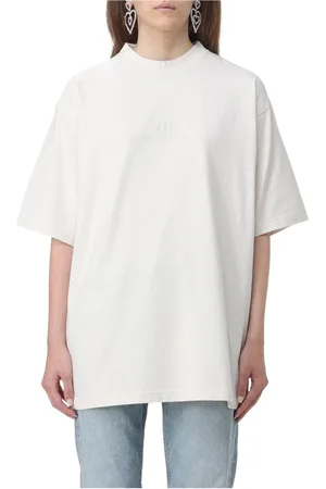 Balenciaga Top, Dame, Hvid, XS, Uld, Logo T-shirt Beige Kvinde Stilfuld