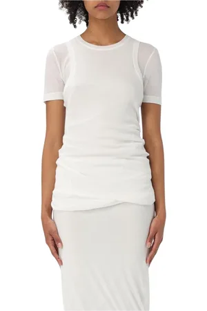 Jil Sander Top, Dame, Hvid, M, Hvid Lagdelt T-Shirt Top