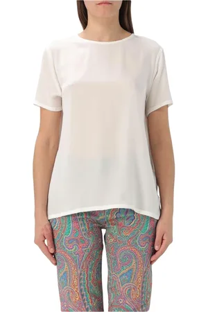 Etro Top, Dame, Hvid, M, Hvid Silkebluse Kortærmet