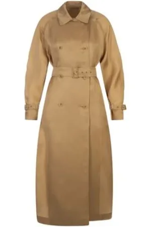 Max Mara Frakke, Dame, Brun, XS, Læder, Læder Trenchcoat