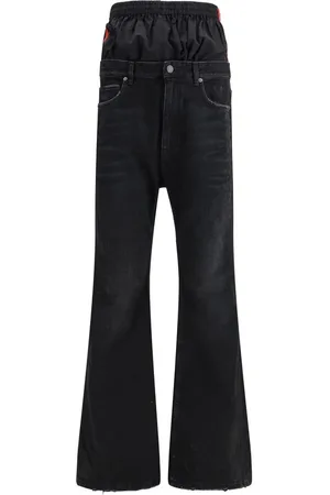 Balenciaga Jeans, Herre, Sort, XS, Nylon, Lagdelt Jeans med Dobbelt Talje