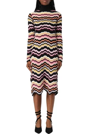 Missoni Kjole, Dame, Flerfarvet, XS, Uld, Farverig Zigzag Strik Kjole
