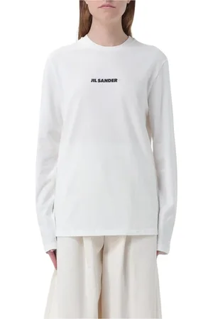 Jil Sander Top, Dame, Hvid, XS, Bomuld, Hvid Logo Tee til Kvinder