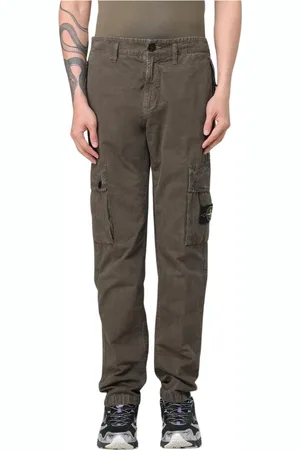 Stone Island Bukser, Herre, Grøn, W33, Uld, Blå Straight Leg Cargo Bukser