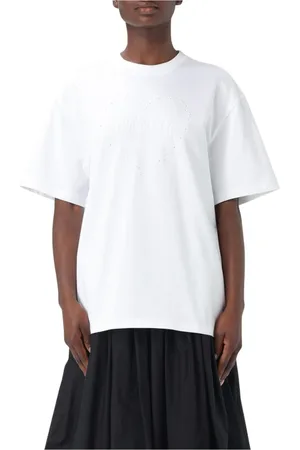Ganni Top, Dame, Hvid, S, Bomuld, Hjerte Broderet Hvid T-Shirt