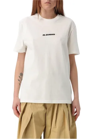 Jil Sander Top, Dame, , XL, Bomuld, Gul Creme Afslappet Fit T-Shirt