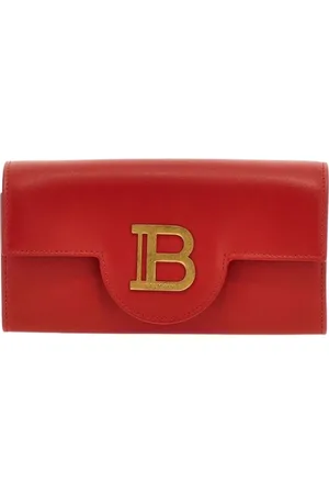 Balmain Taske, Dame, Rød, ONE SIZE, Læder, Rød Læder Pung Crossbody Taske
