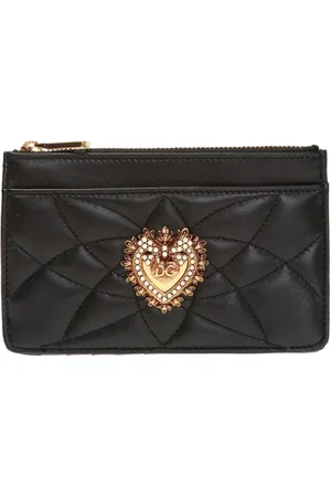 Dolce & Gabbana Tilbehør, Dame, Sort, ONE SIZE, Læder, Hengivenhed quiltet korttaske