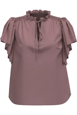 Co`Couture Bluser & Skjorter, Dame, Lyserød, XS, Flæsetopbluse i gammel rose