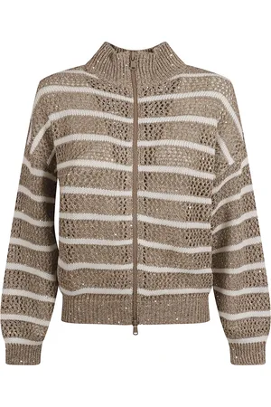 Brunello Cucinelli Strik, Dame, Brun, XS, Nylon, Elegant Cardigan Sweaters