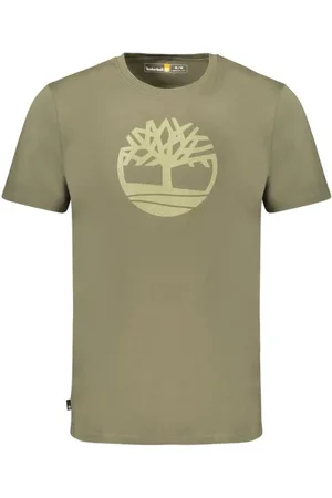 Timberland Top, Herre, Grøn, L, Uld, Stilfuld Crew Neck T-shirt med Unikt Print