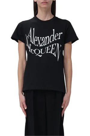 Alexander McQueen Top, Dame, Sort, XS, Bomuld, Elegant Logo Tee