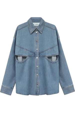 MARGAUX LONNBERG Bluser & Skjorter, Dame, Blå, 2XS, Denim, Oversized denim skjorte med moderne snit