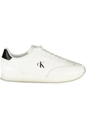 Calvin Klein Sko, Herre, Hvid, 41 EU, Læder, Hvide Lædersneakers med Kontrastdetaljer