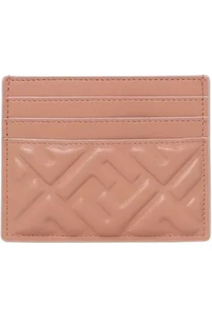Fendi Tilbehør, Dame, Lyserød, ONE SIZE, Læder, Lyserød Quiltet Kortholder Pung