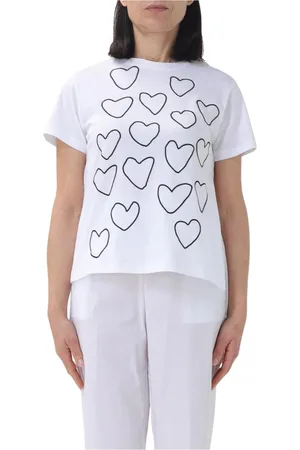 LIVIANA CONTI Top, Dame, Hvid, XS, Bomuld, Hjerte Print T-shirt