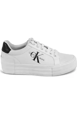 Calvin Klein Sko, Dame, Hvid, 39 EU, Læder, Hvide lædersneakers med klassisk design