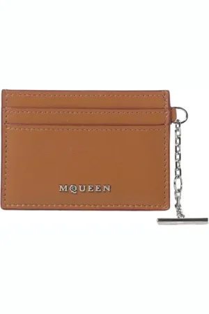 Alexander McQueen Tilbehør, Dame, Brun, ONE SIZE, Læder, Læderkortholder Kæledetalje