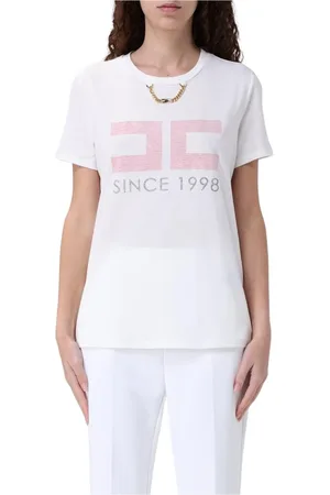 Elisabetta Franchi Top, Dame, Hvid, M, Hvid Crew Neck T-Shirt