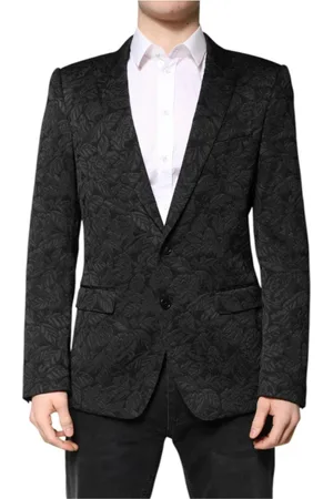 Dolce & Gabbana Jakkesæt, Herre, Sort, L, Polyester, Elegant Brokade Blazer med Slim Fit