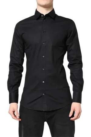 Dolce & Gabbana Skjorte, Herre, Sort, S, Bomuld, Sort Guld Bomuld Skjorte