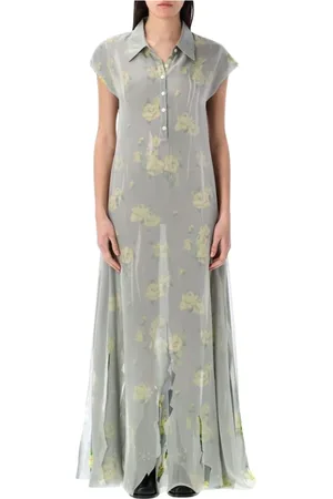 Acne Studios Kjole, Dame, Grå, M, Elegant Blomstret Maxi Kjole