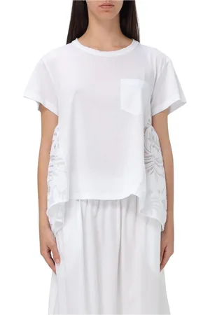 MEIMEIJ Top, Dame, Hvid, XS, Bomuld, Hvid Blonde Detalje T-Shirt