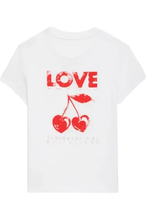 Zadig & Voltaire Top, Dame, Hvid, S, Bomuld, Cherry Love Concert T-shirt