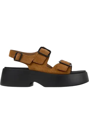 Camper Sko, Dame, Brun, 36 EU, Brun Platform Sandaler med Spænde Lukning