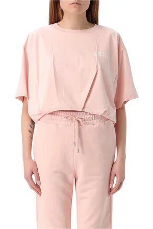 Pinko Top, Dame, Lyserød, L, Bomuld, Hvid Cropped T-Shirt