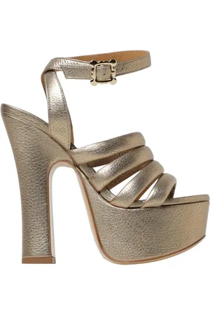 Vivienne Westwood Sko, Dame, Gul, 38 EU, Uld, Guld Platform Hælede Sandaler